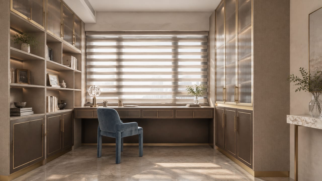 Poliform金属铜 × Molteni&C黄布纹|轻奢风 · 书房