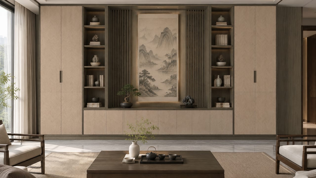 暖木拼花 × 金陵之冬|宋式美学 · 客厅