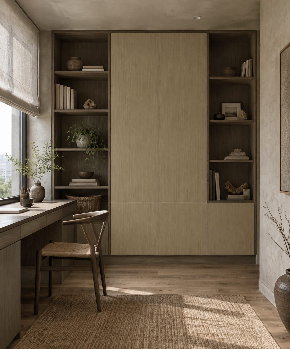 仿生秋水（立体网格） × 金陵之冬｜侘寂风 · 书房