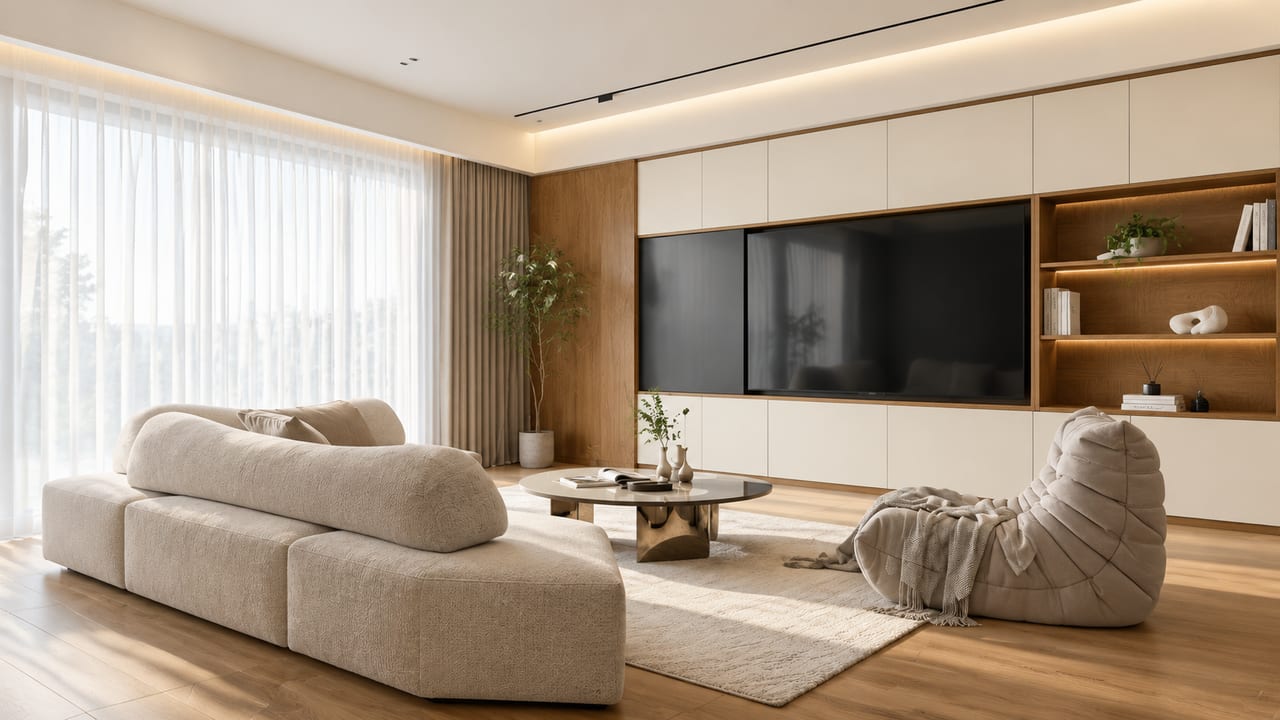 米白 肤感 × 非凡银杏|现代简约 · 客厅