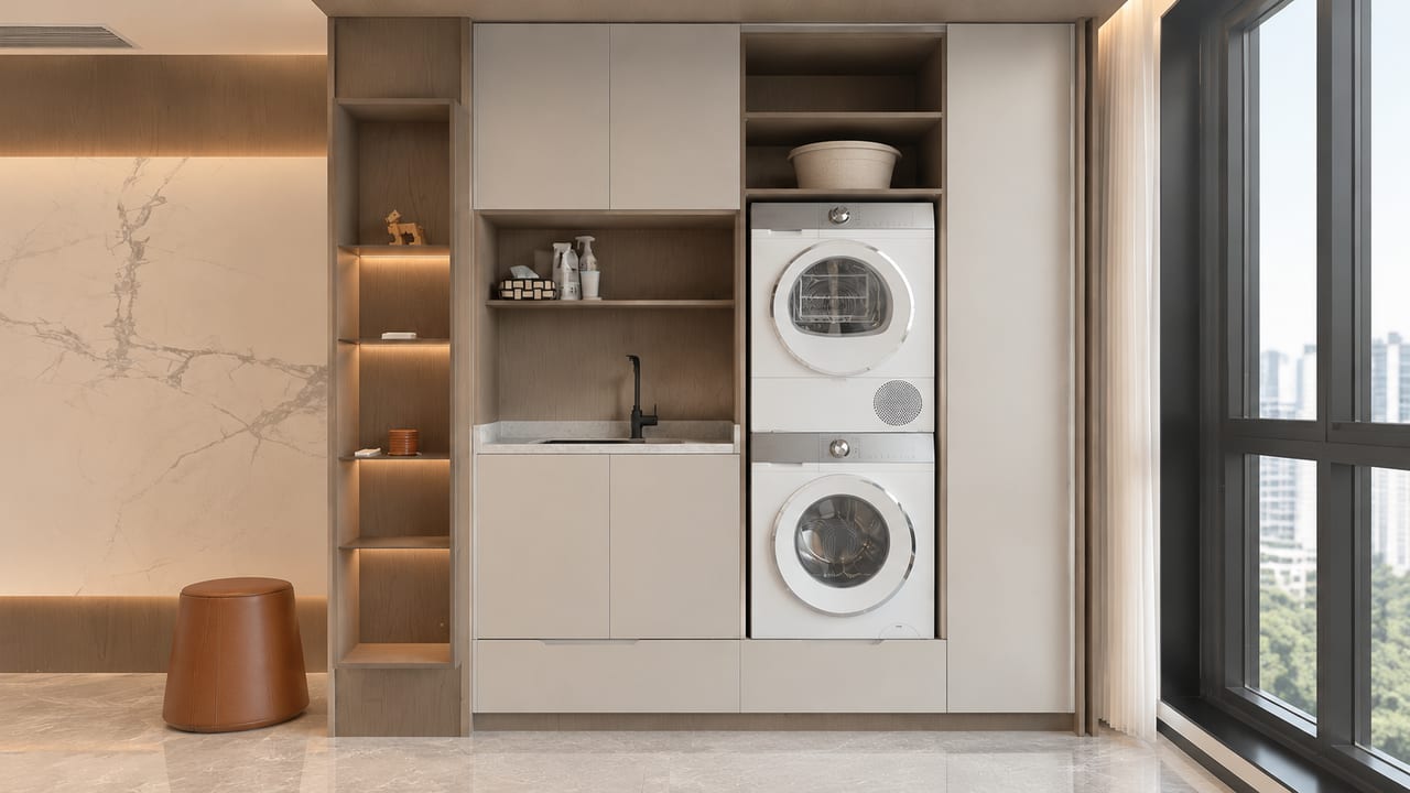 素色705 × 禅意浅橡|意式极简 · 阳台