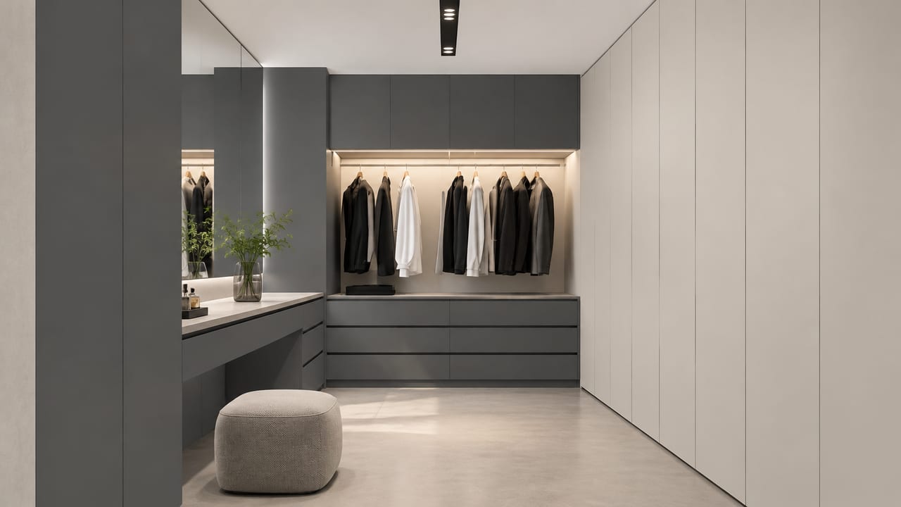 珍珠白Metz × 熟铁灰Metz|极简风 · 衣帽间
