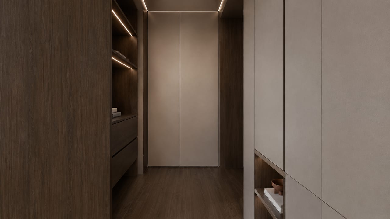 汝窑玉色 × 波尔多灰|意式极简 · 衣帽间