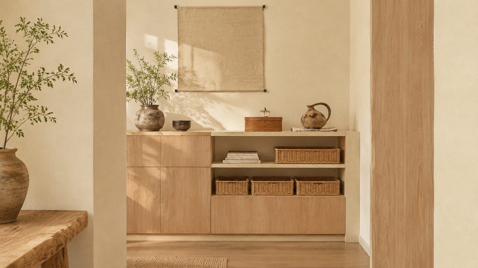 塞卡原色橡木 × Molteni&C白亚麻|原木风 · 玄关