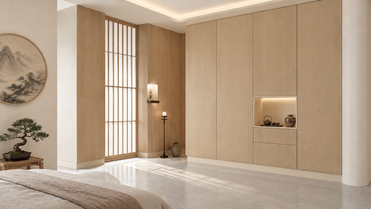 素溪木印 × FENIX-01(柏林白)|宋式美学 · 主卧