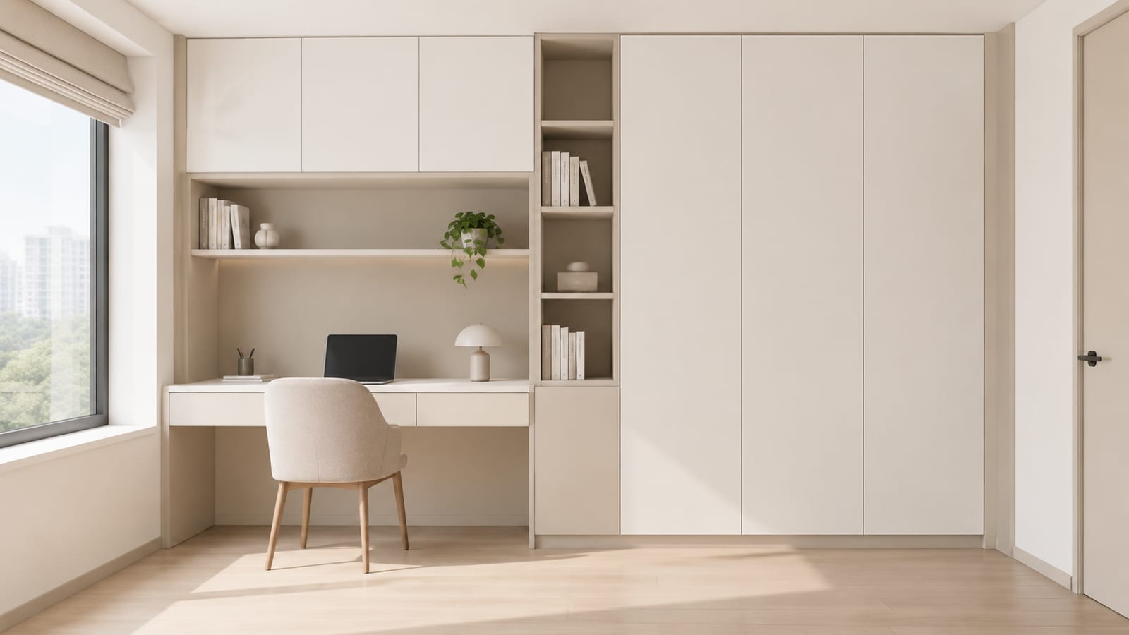 米白 × 素色705｜极简风 · 书房