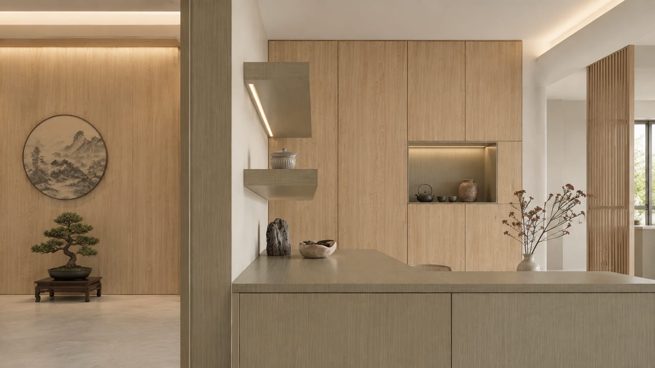崇山听松 × 仿生秋水(立体网格)|宋式美学 · 厨房