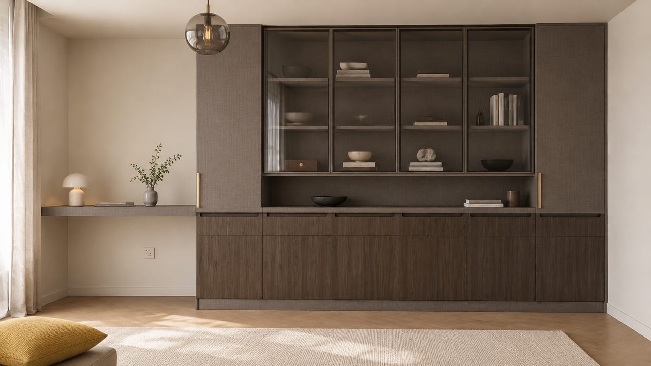 卢森堡哑黑橡木 × Molteni&C深布纹|中古风 · 衣帽间