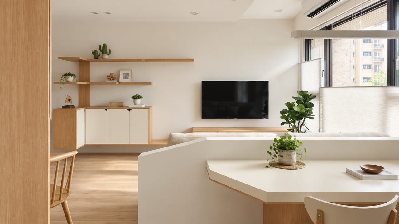 米白 肤感 × 斧影沙黄｜北欧风 · 餐厅