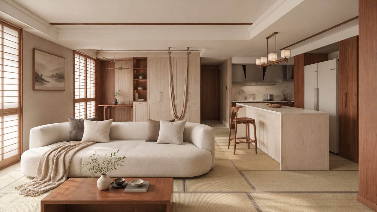云崖石韵 × 森语暖阳|日式风 · 客厅