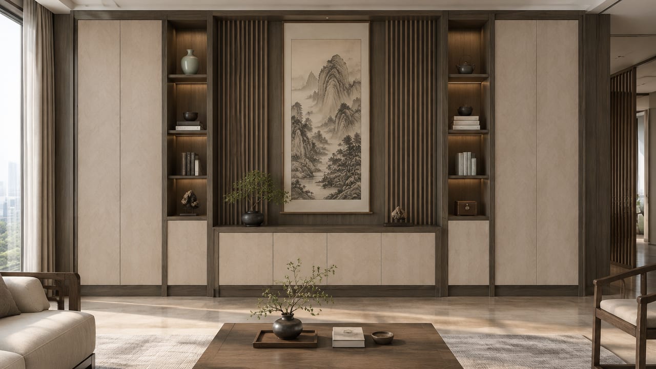 暖木拼花 × 金陵之冬|宋式美学 · 客厅