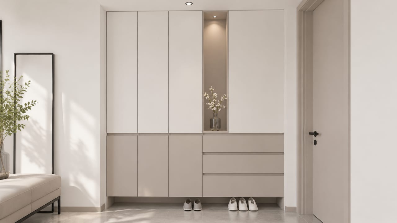 珍珠白Metz × 金砂灰Metz|现代简约 · 玄关