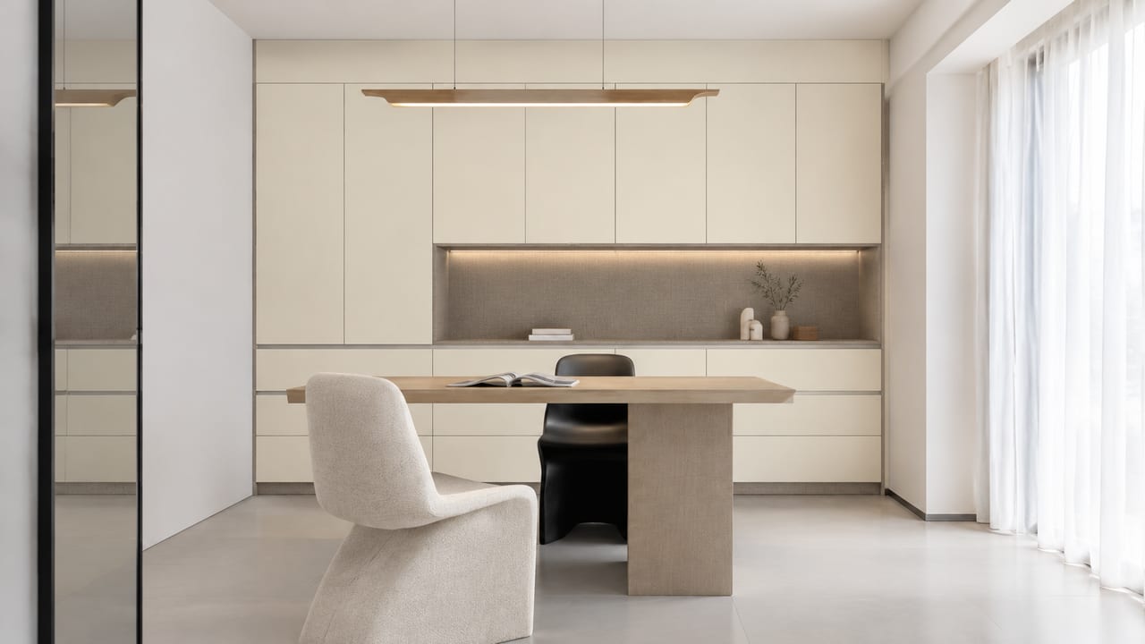 米穗灰 × Molteni&C黄布纹|现代简约 · 书房