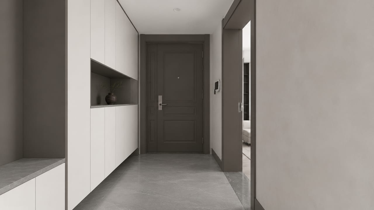 米白 × 雷诺灰|极简风 · 玄关