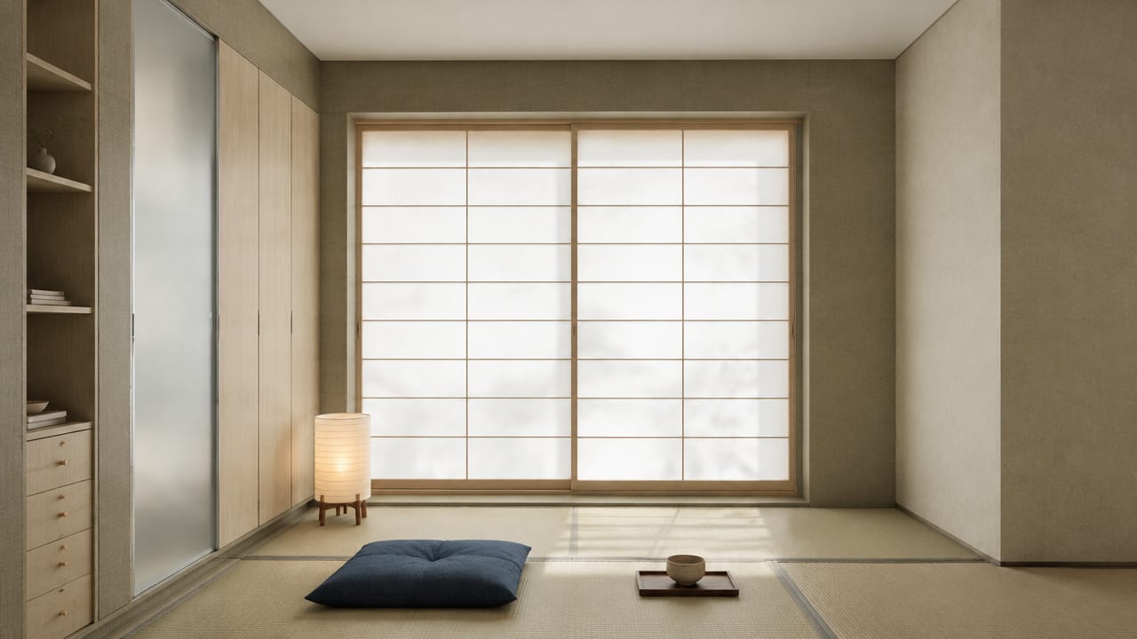 云崖石韵 × 仿生秋水(立体网格)|日式风 · 玄关