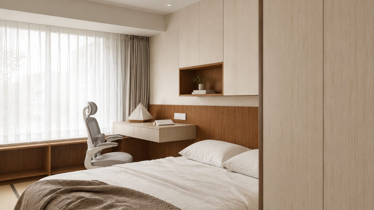云崖石韵 × 波尔多红｜日式风 · 主卧