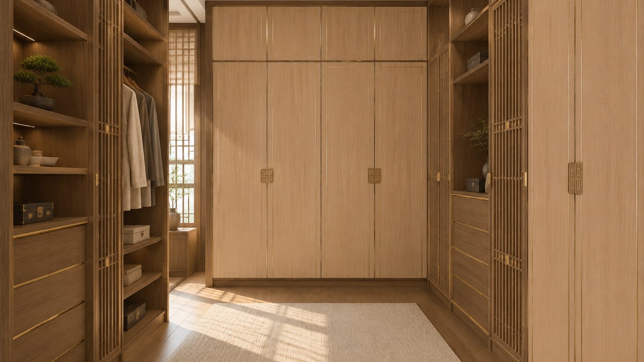 金边原橡 × 素木观岩｜新中式 · 衣帽间