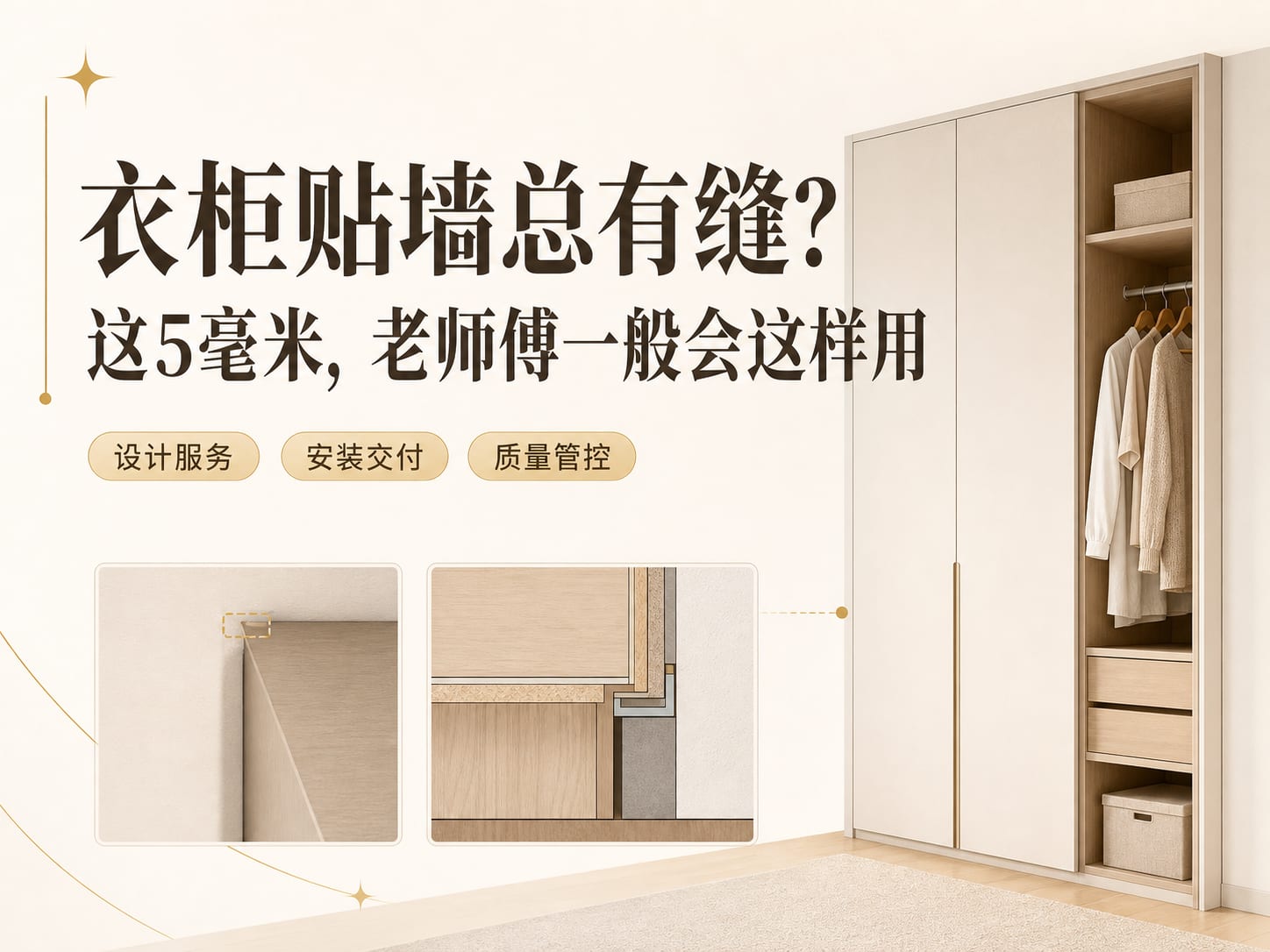 衣柜贴墙总有缝?这5毫米,老师傅一般会这样用