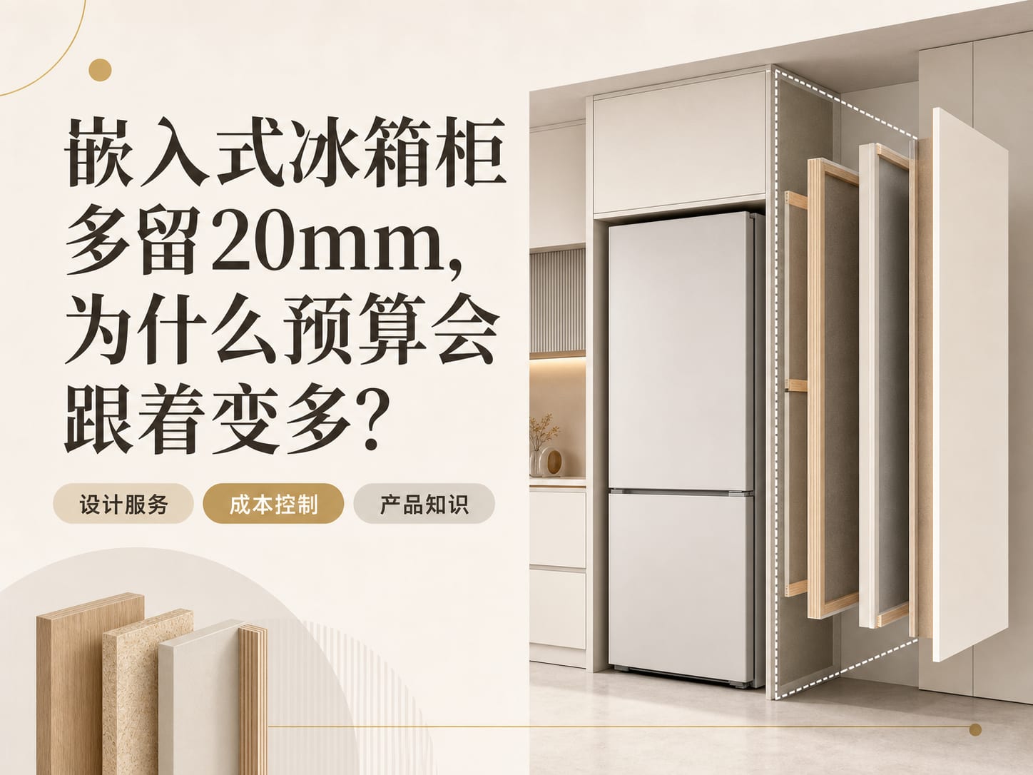 嵌入式冰箱柜多留20mm，为什么预算会跟着变多？
