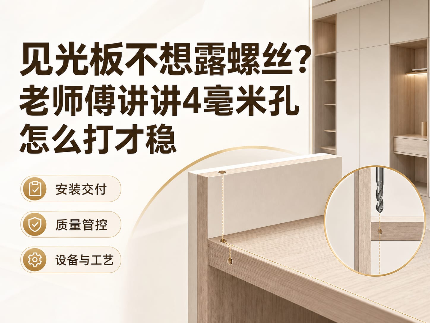 见光板不想露螺丝？老师傅讲讲4毫米孔怎么打才稳