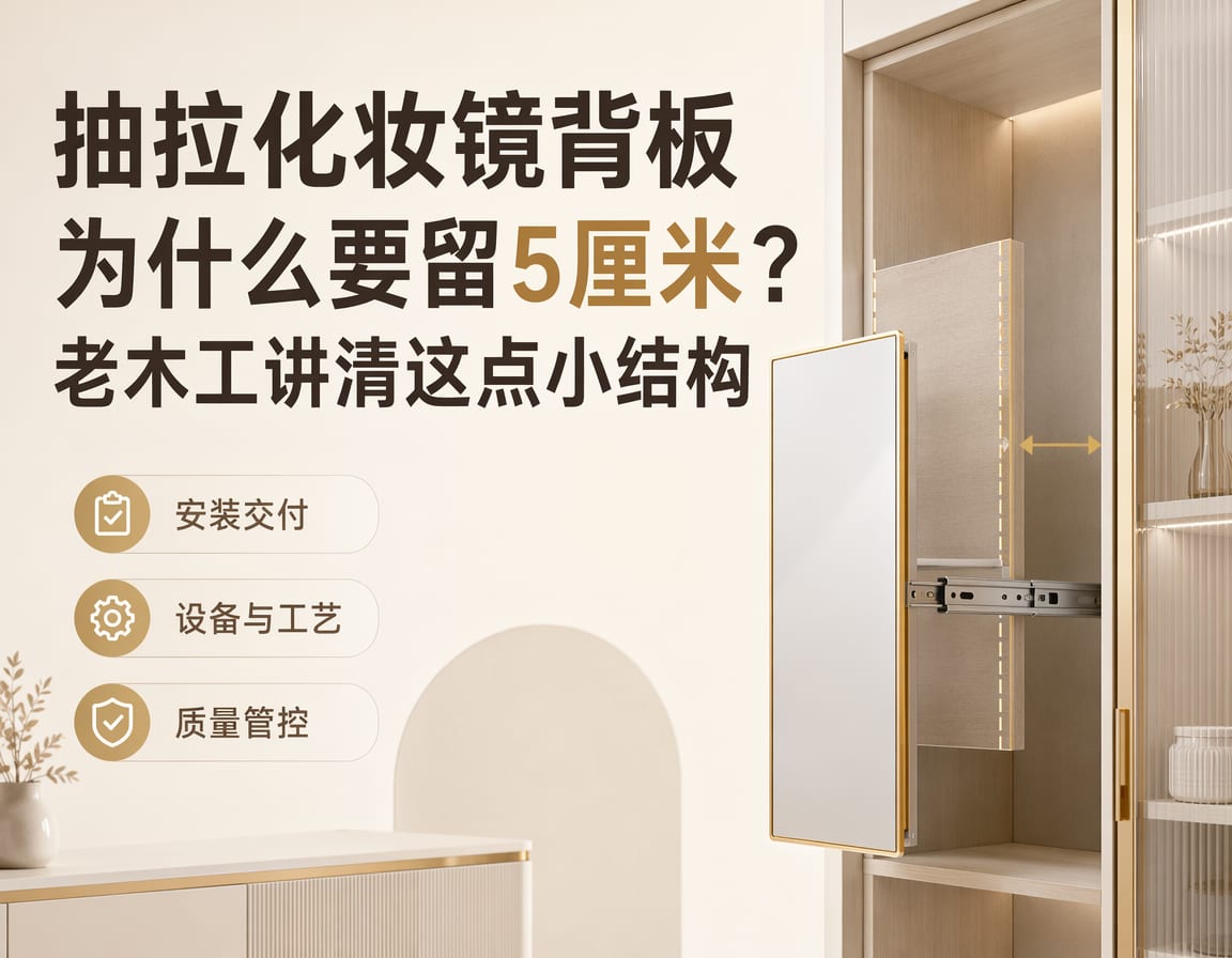 抽拉化妆镜背板为什么要留5厘米?老木工讲清这点小结构