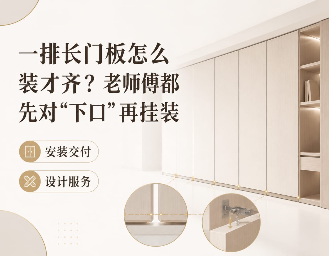 一排长门板怎么装才齐?老师傅都先对“下口”再挂装