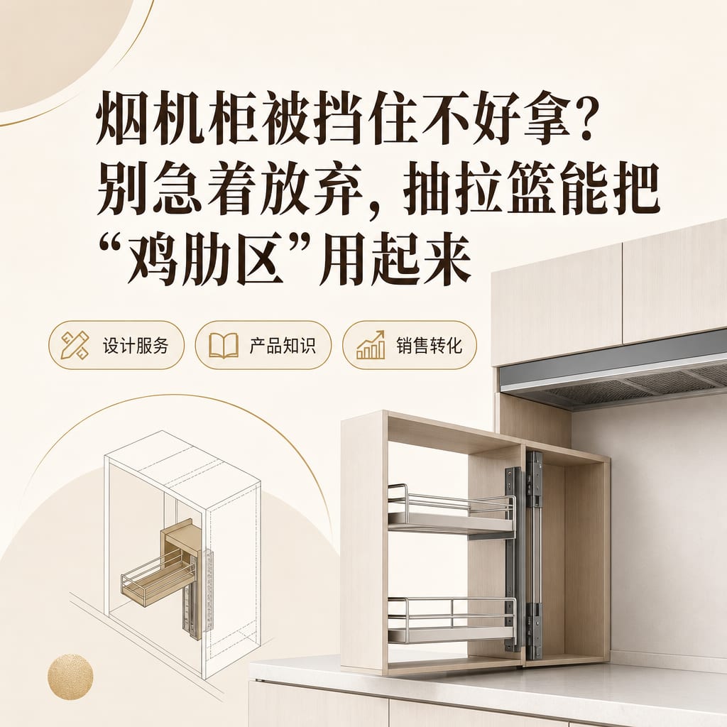 烟机柜被挡住不好拿？别急着放弃，抽拉篮能把“鸡肋区”用起来