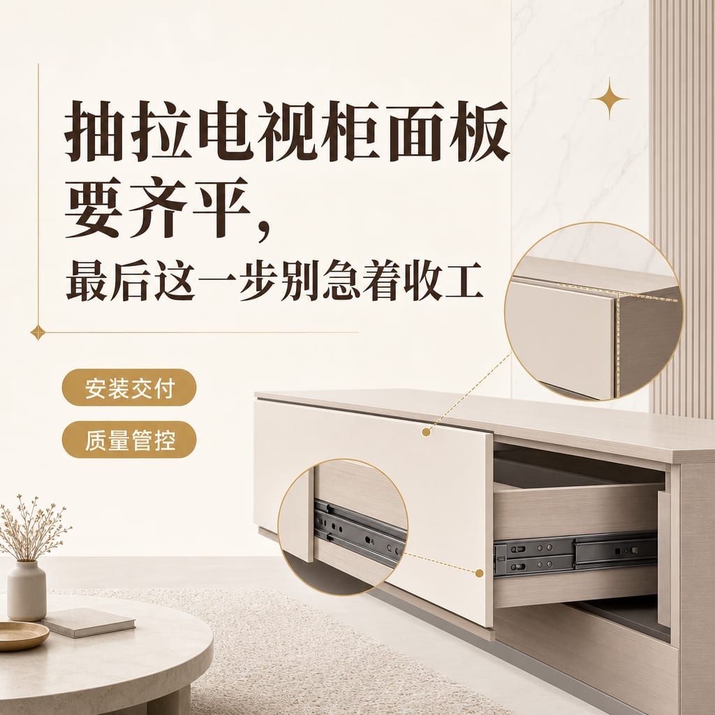 抽拉电视柜面板要齐平,最后这一步别急着收工