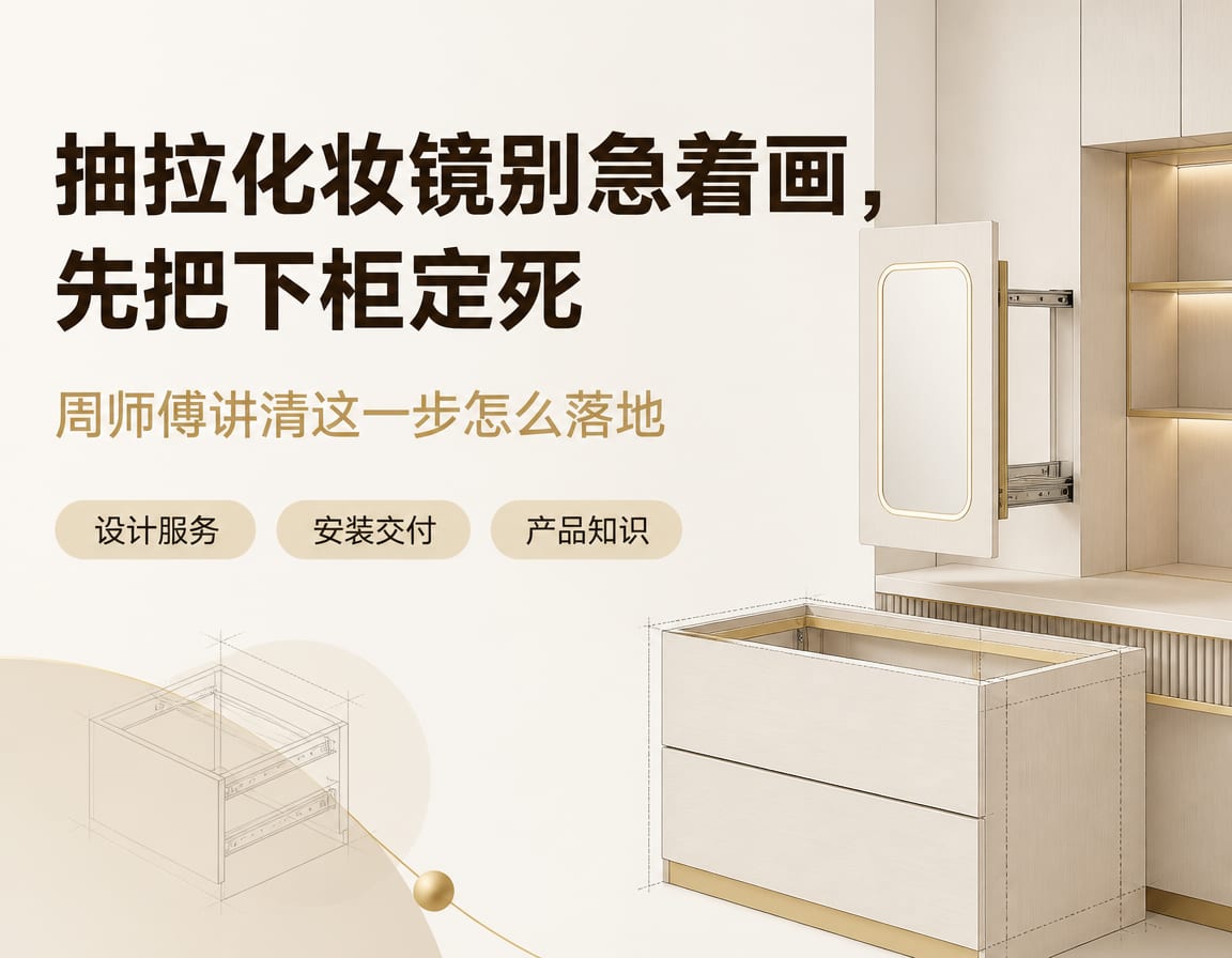 抽拉化妆镜别急着画，先把下柜定死：周师傅讲清这一步怎么落地