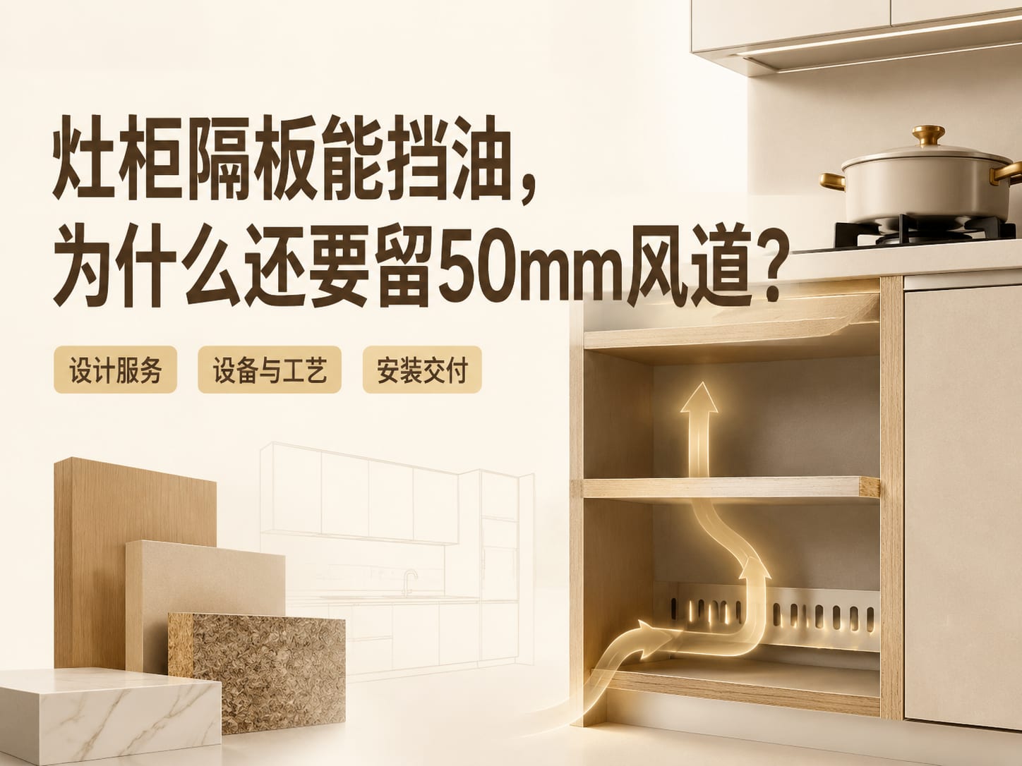 灶柜隔板能挡油,为什么还要留50mm风道?