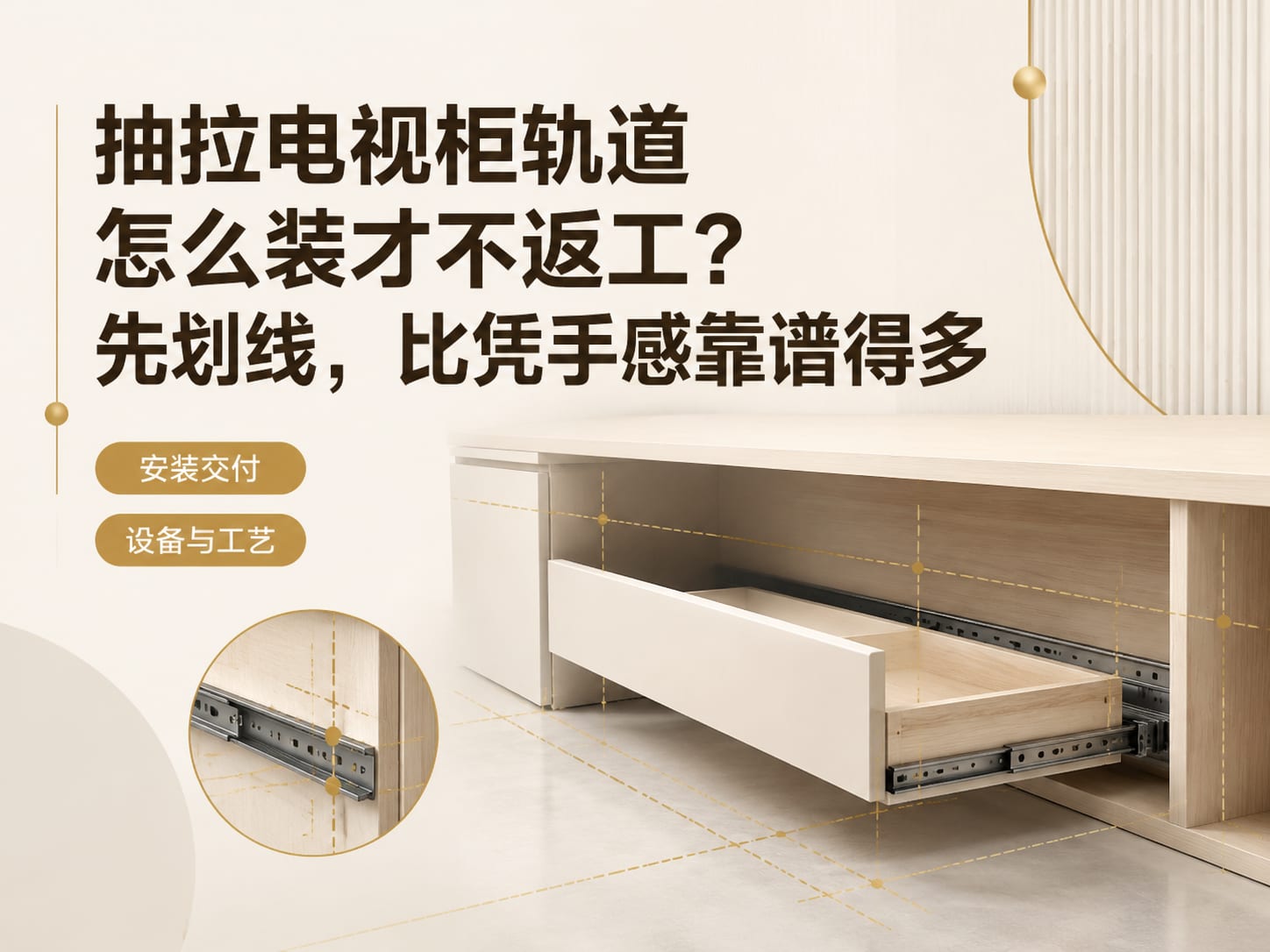抽拉电视柜轨道怎么装才不返工?先划线,比凭手感靠谱得多