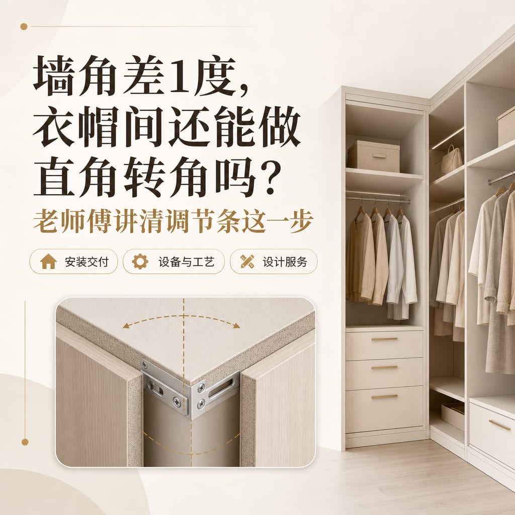 墙角差1度，衣帽间还能做直角转角吗？老师傅讲清调节条这一步