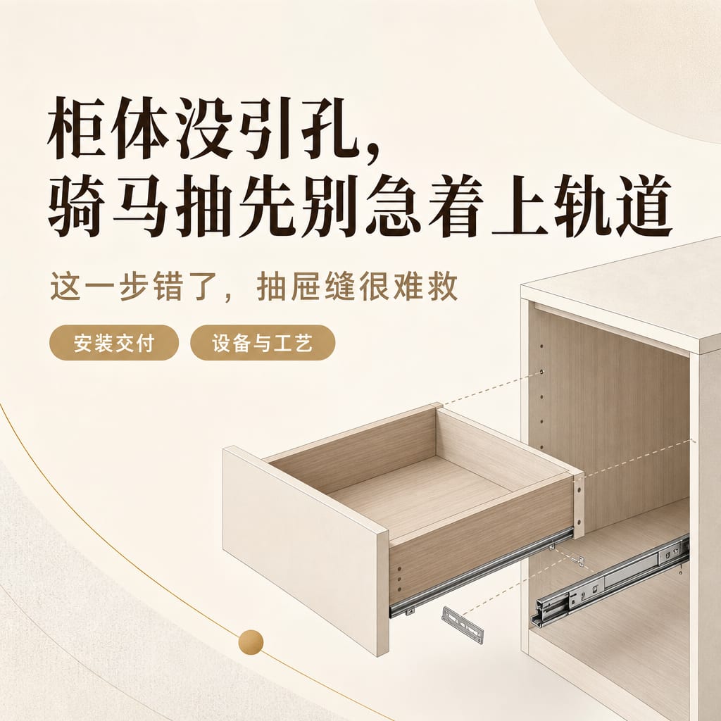 柜体没引孔,骑马抽先别急着上轨道:这一步错了,抽屉缝很难救
