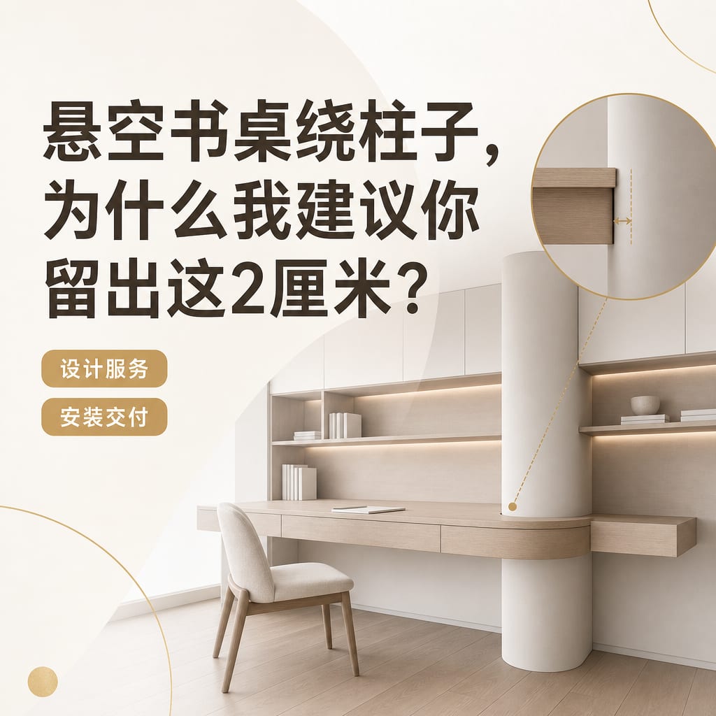 悬空书桌绕柱子,为什么我建议你留出这2厘米?