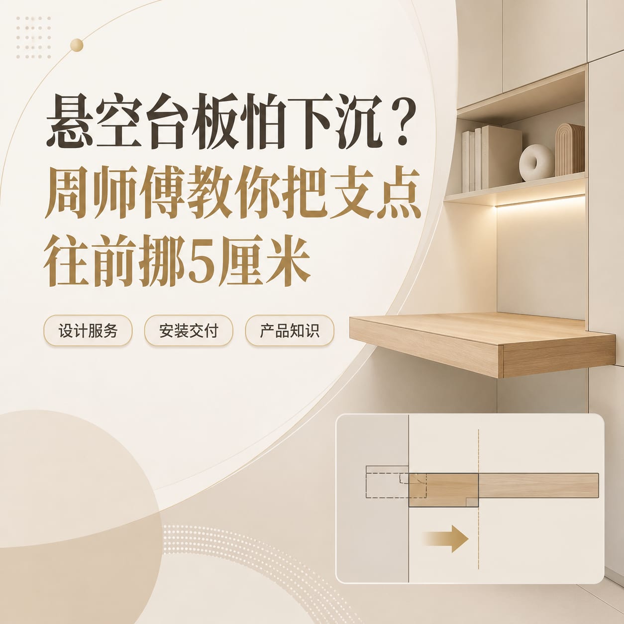 悬空台板怕下沉?周师傅教你把支点往前挪5厘米