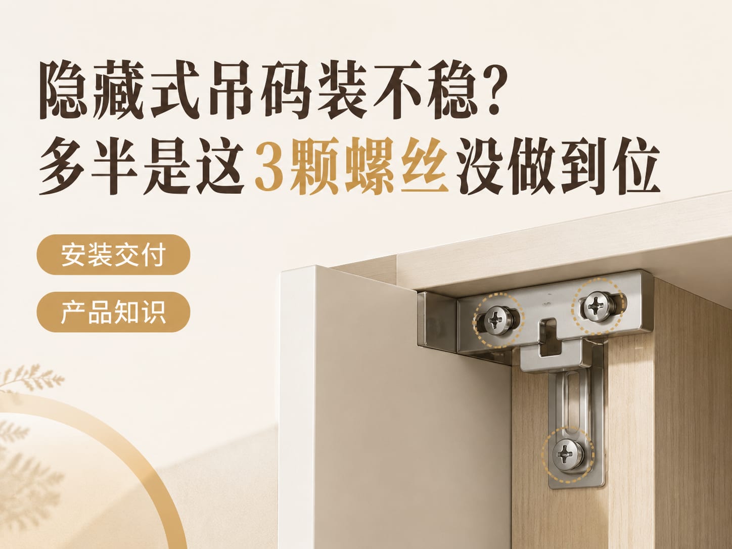 隐藏式吊码装不稳？多半是这3颗螺丝没做到位