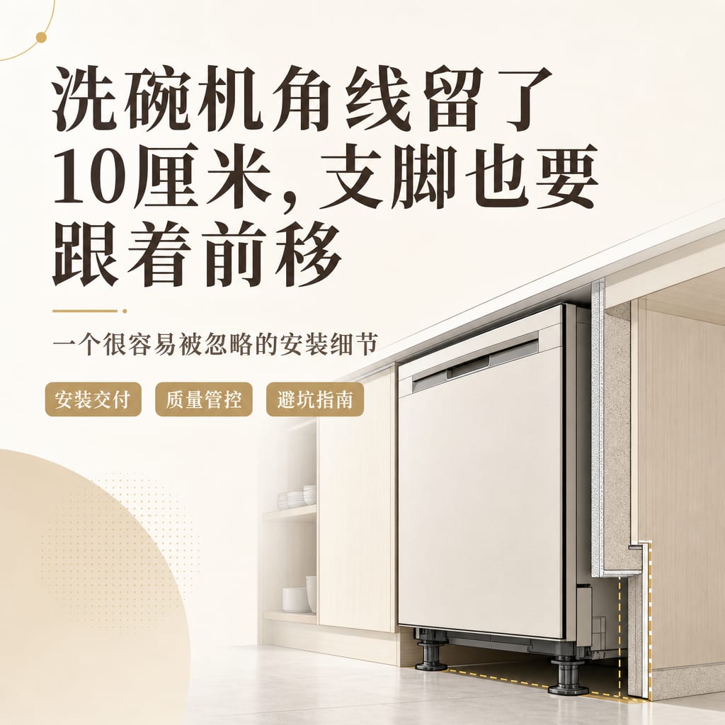 洗碗机角线留了10厘米，支脚也要跟着前移：一个很容易被忽略的安装细节