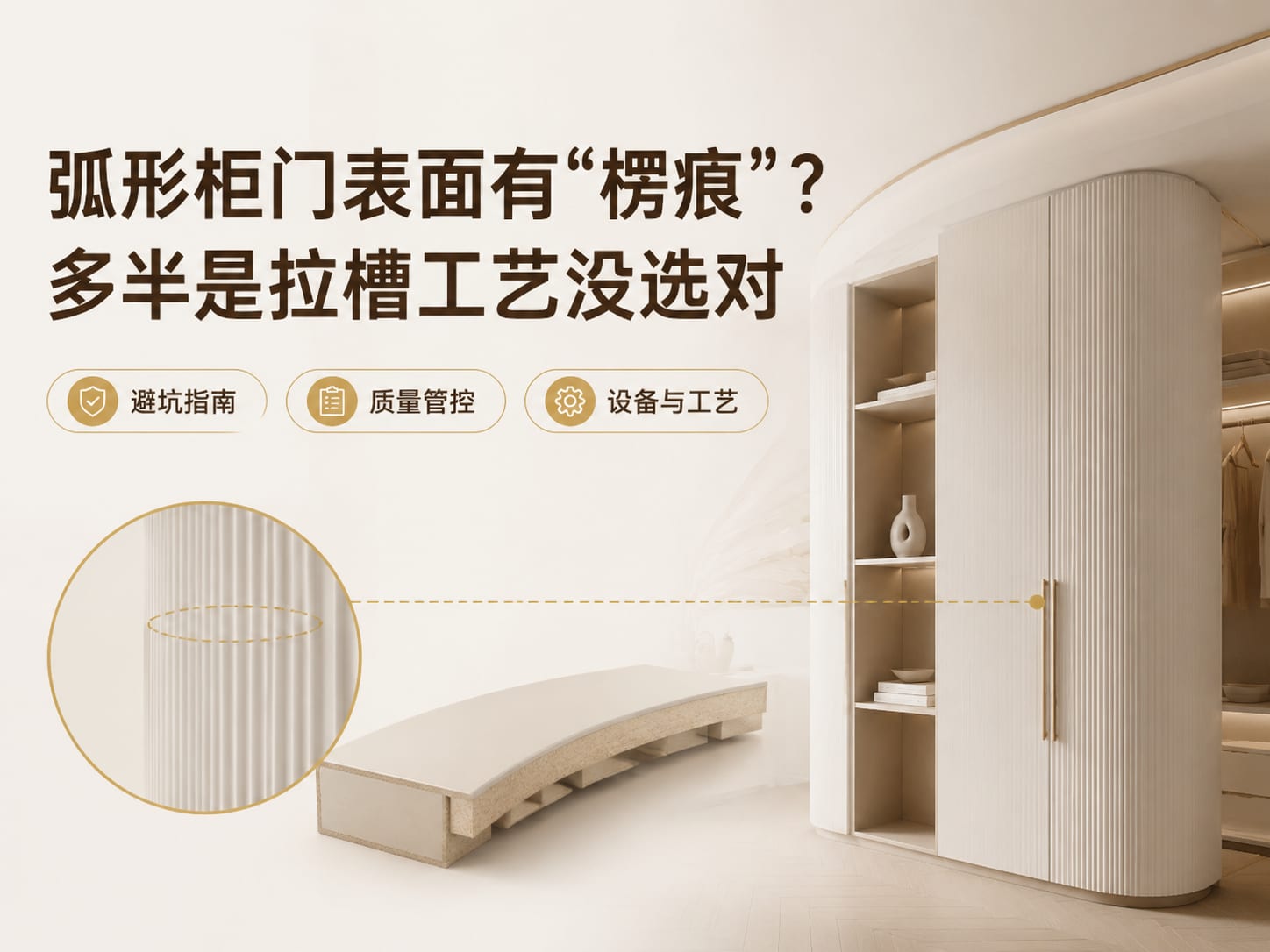 弧形柜门表面有“楞痕”？多半是拉槽工艺没选对