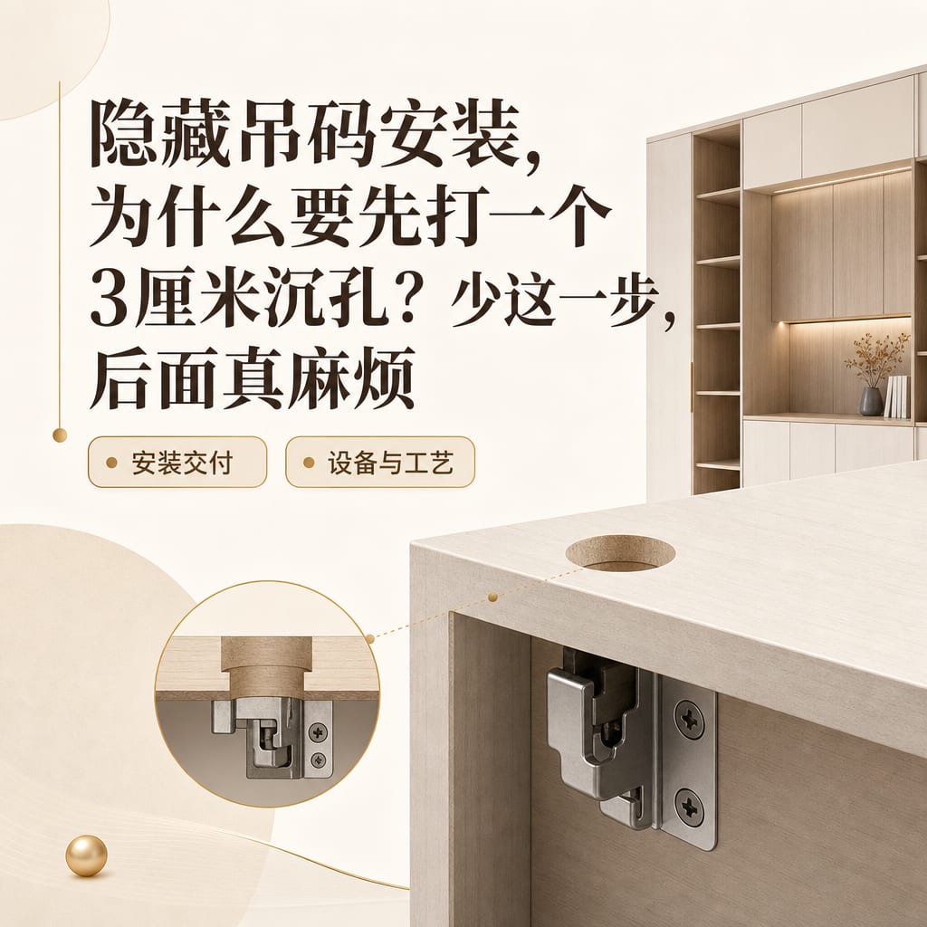 隐藏吊码安装,为什么要先打一个3厘米沉孔?少这一步,后面真麻烦
