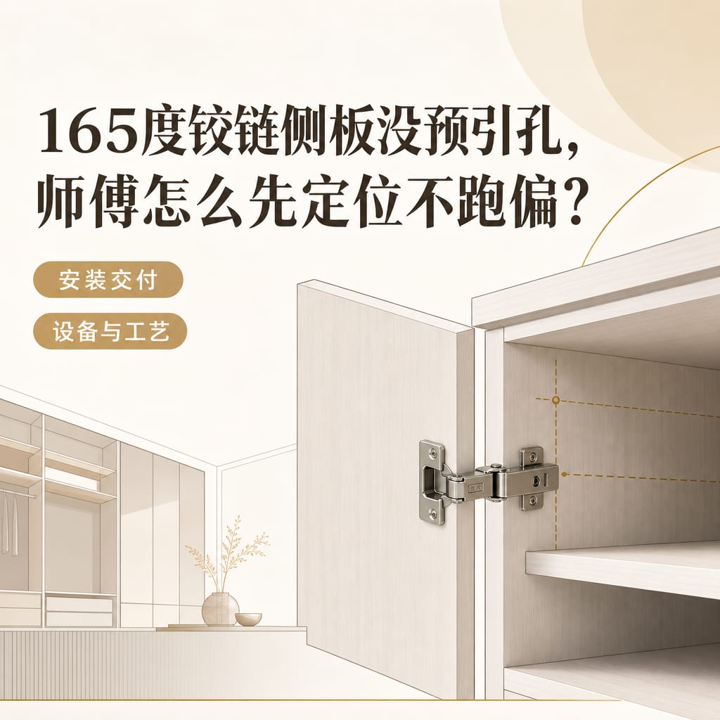 165度铰链侧板没预引孔，师傅怎么先定位不跑偏？