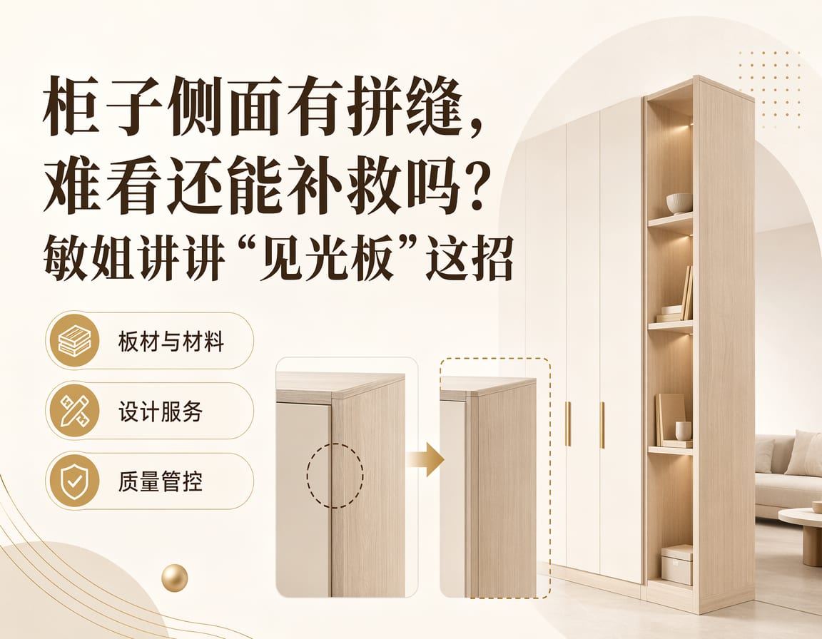 柜子侧面有拼缝，难看还能补救吗？敏姐讲讲“见光板”这招