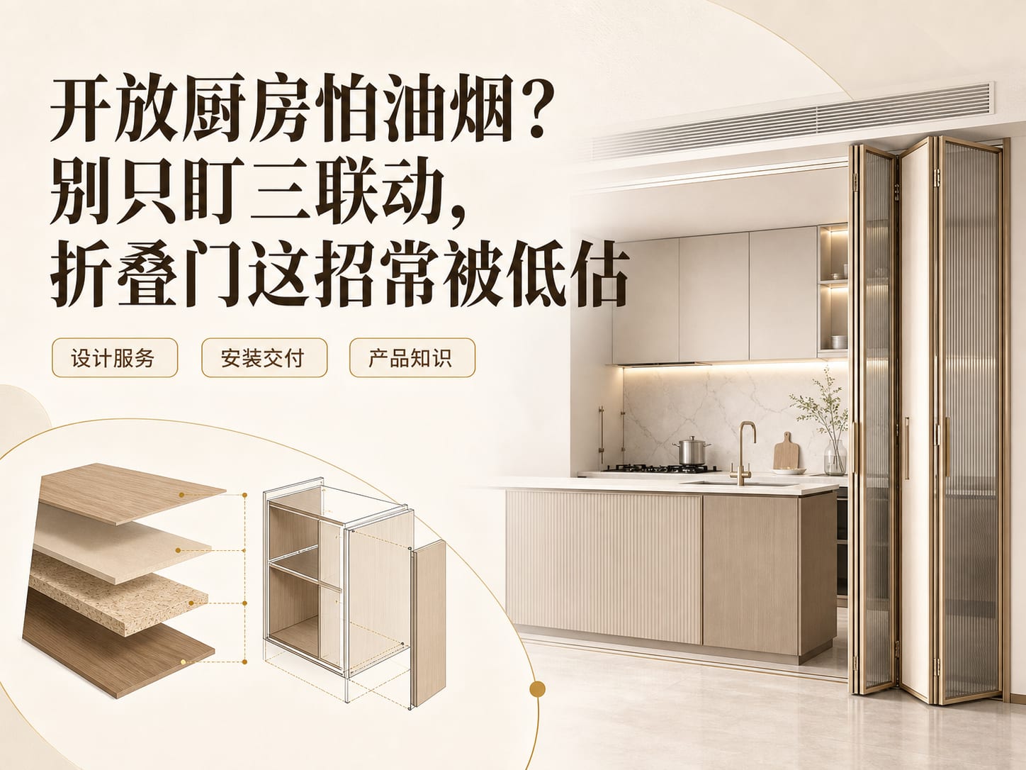 开放厨房怕油烟？别只盯三联动，折叠门这招常被低估
