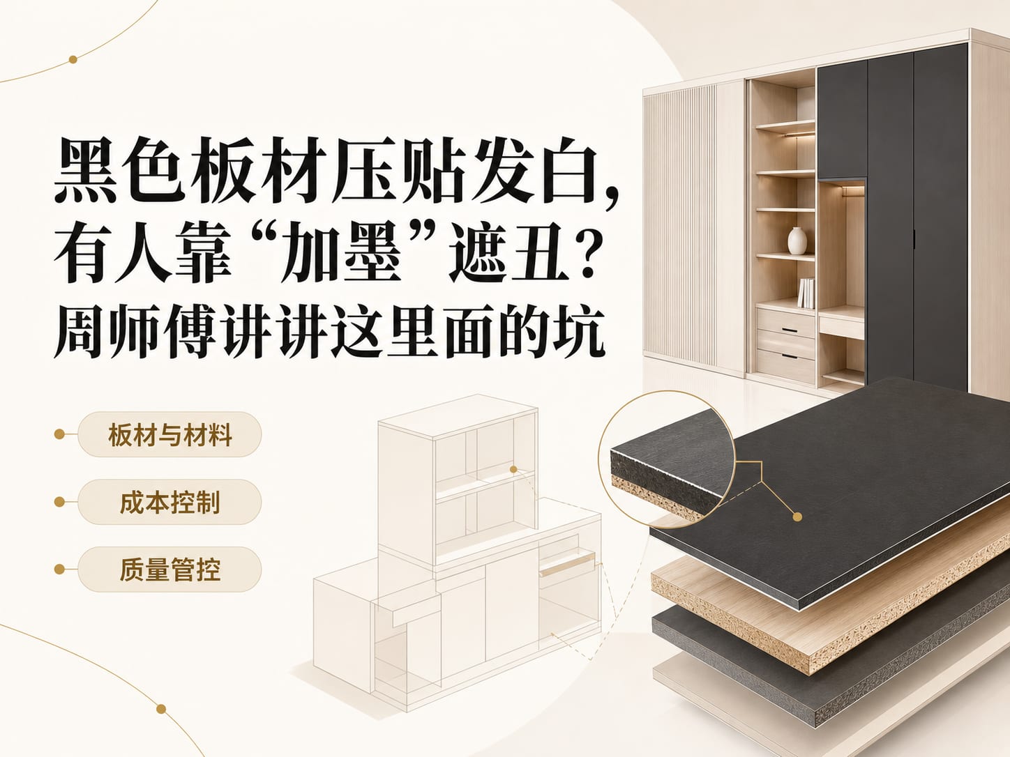 黑色板材压贴发白，有人靠“加墨”遮丑？周师傅讲讲这里面的坑