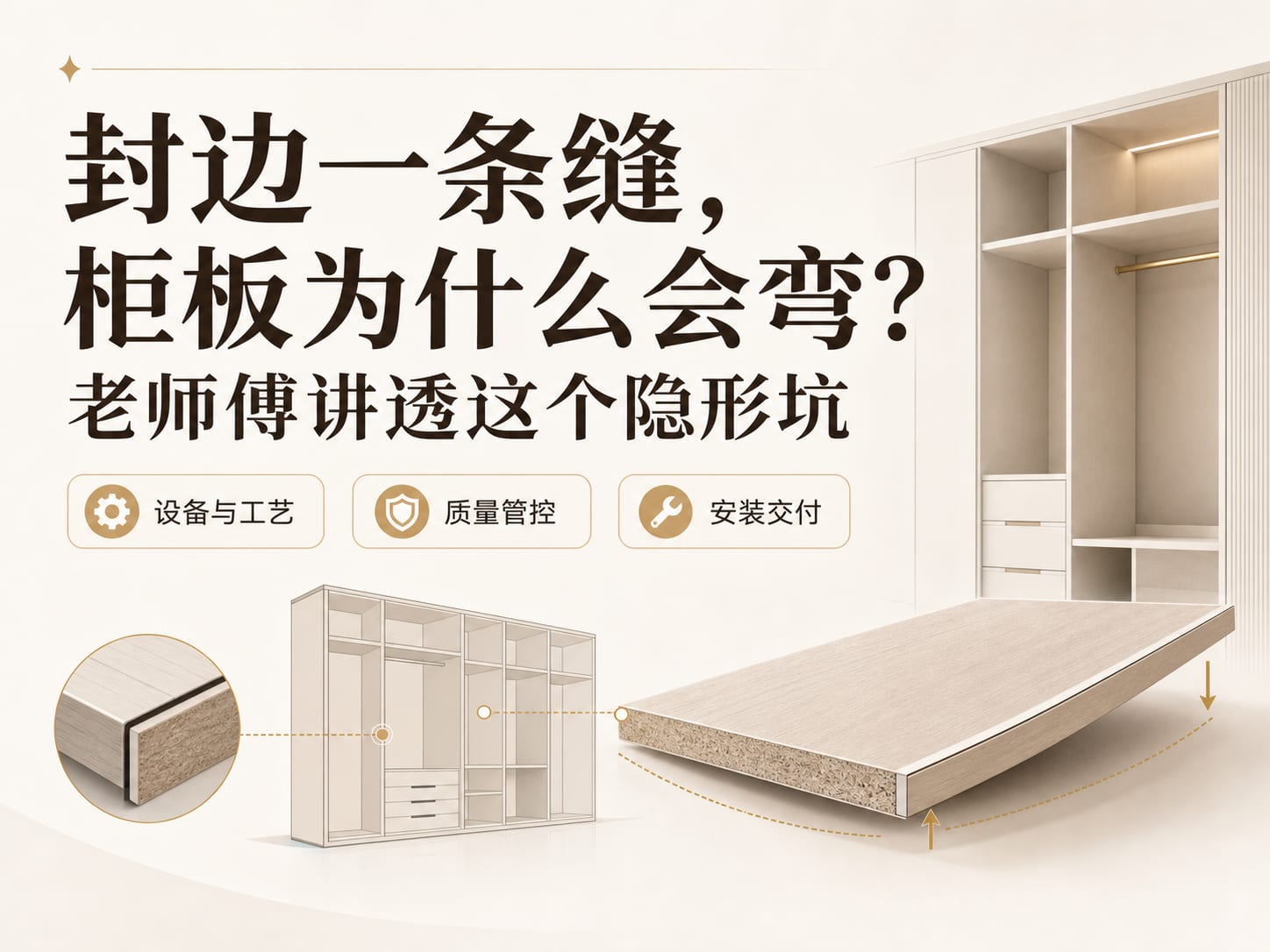 封边一条缝，柜板为什么会弯？老师傅讲透这个隐形坑