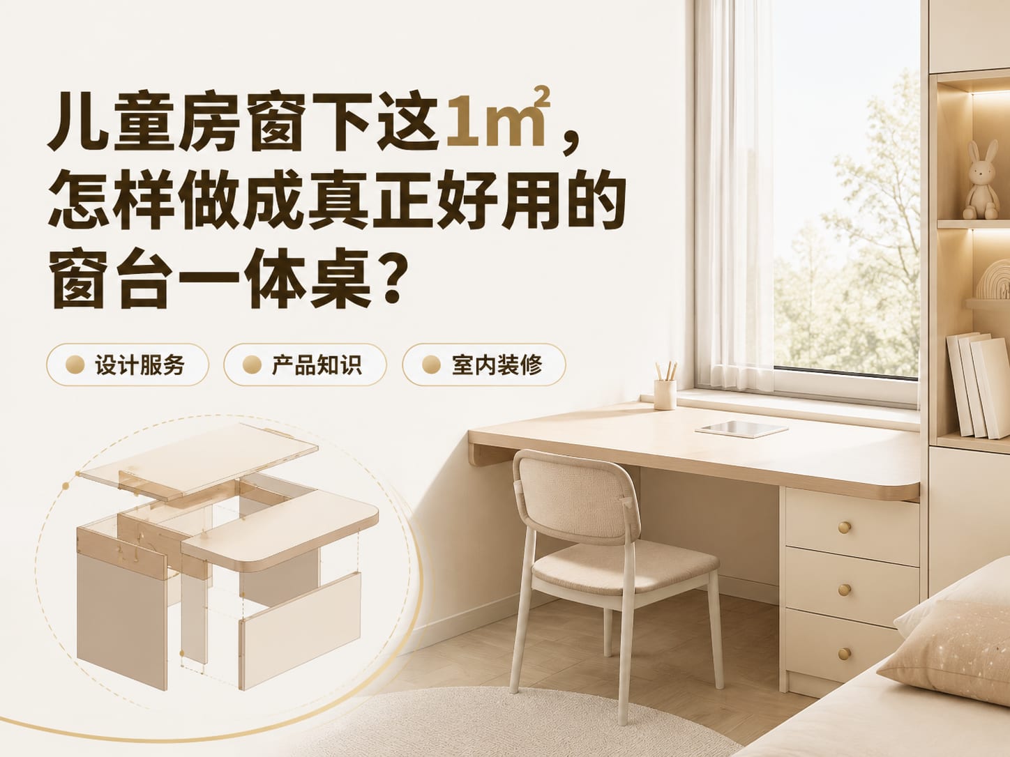 儿童房窗下这1㎡,怎样做成真正好用的窗台一体桌?