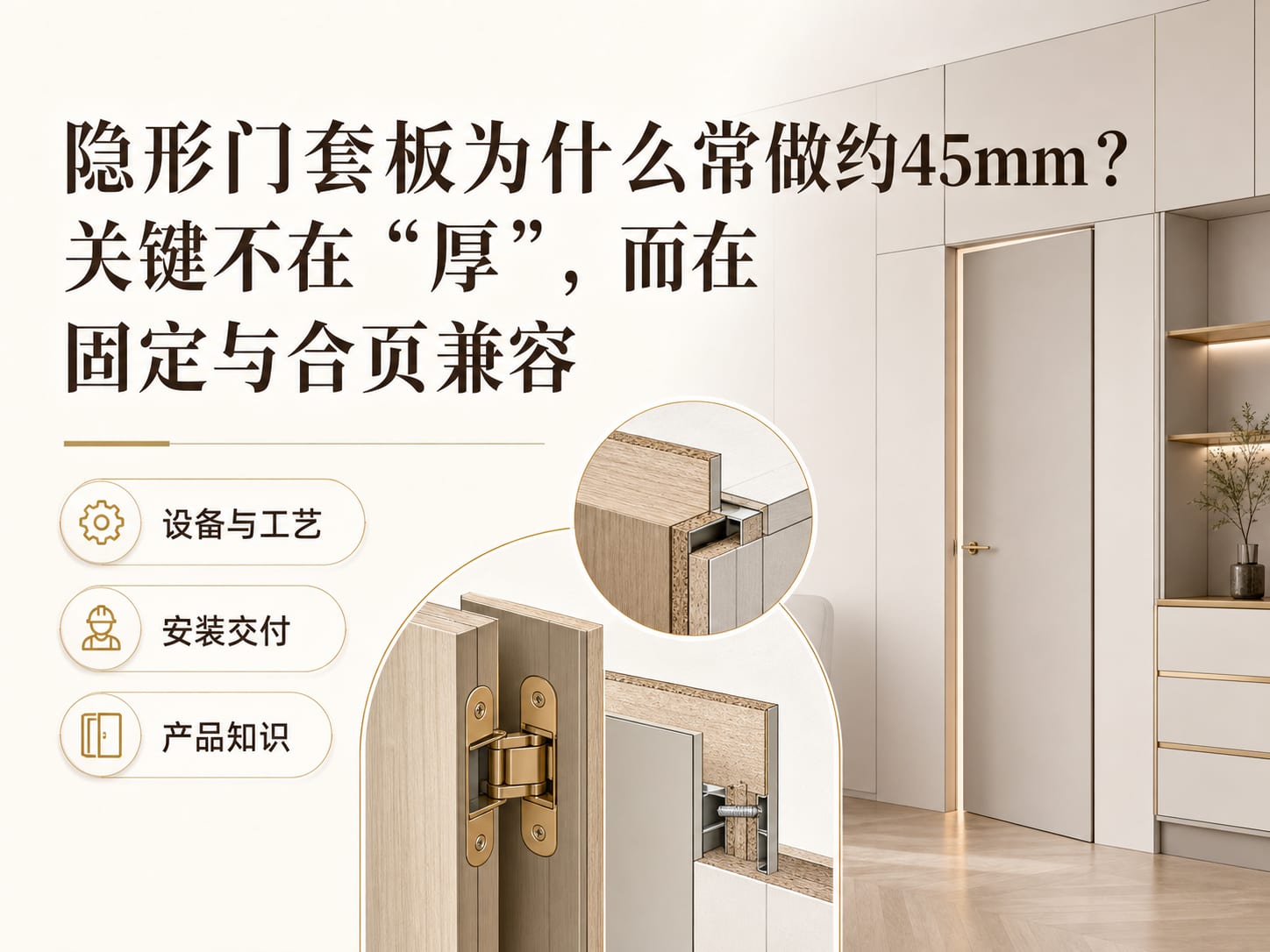 隐形门套板为什么常做约45mm？关键不在“厚”，而在固定与合页兼容
