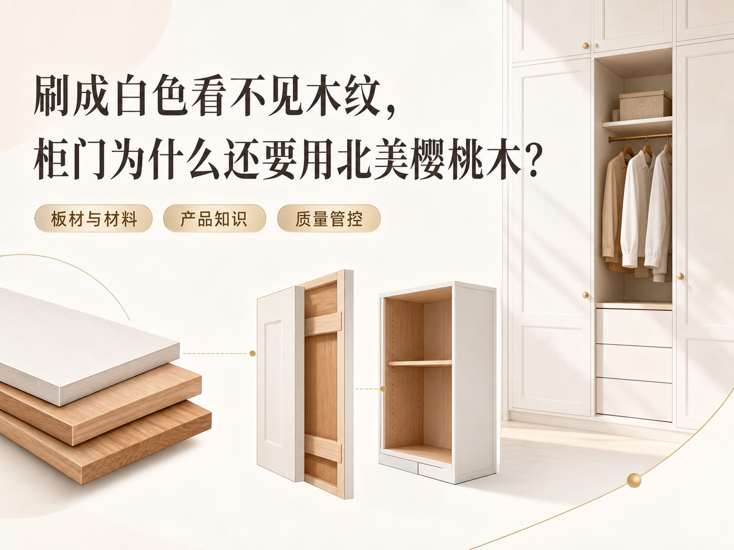 刷成白色看不见木纹，柜门为什么还要用北美樱桃木？