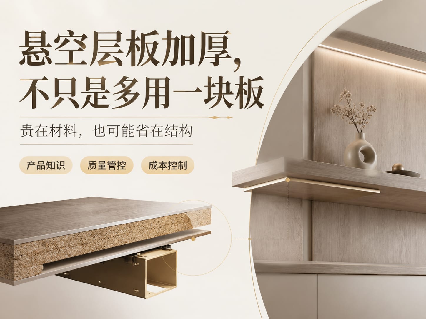 悬空层板加厚，不只是多用一块板：贵在材料，也可能省在结构