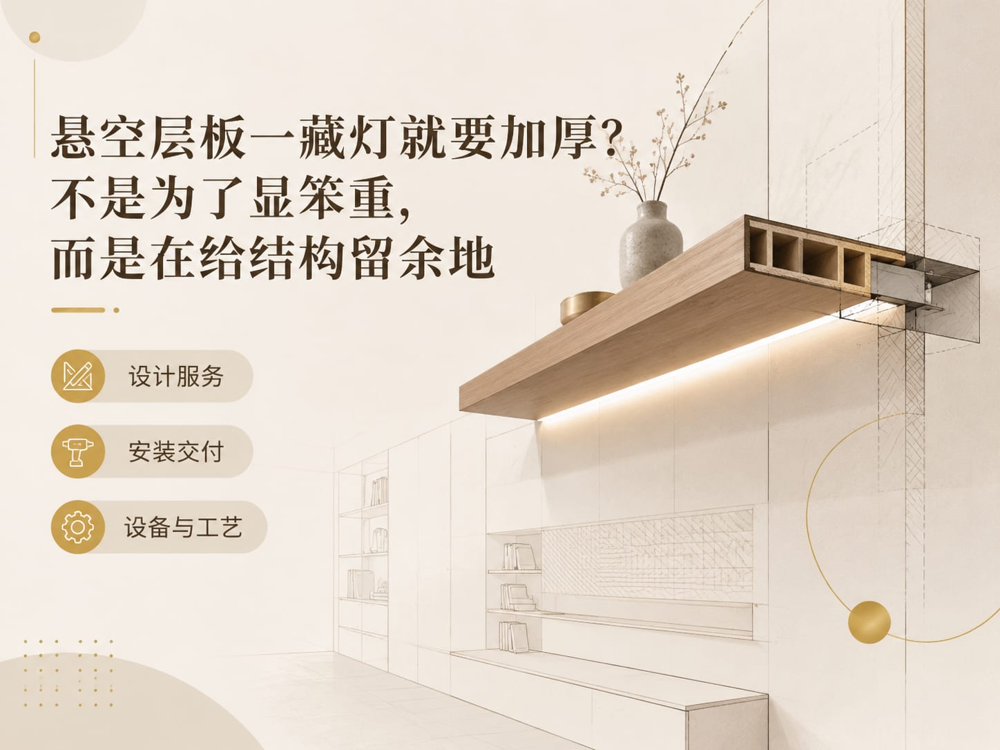 悬空层板一藏灯就要加厚？不是为了显笨重，而是在给结构留余地
