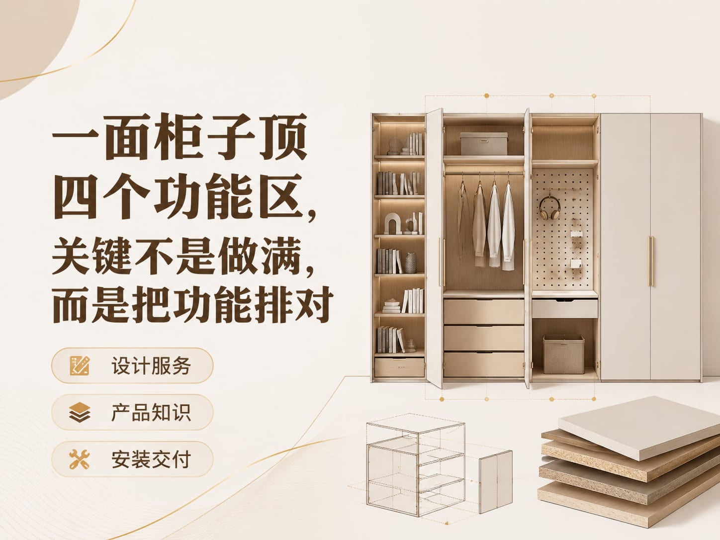一面柜子顶四个功能区,关键不是做满,而是把功能排对